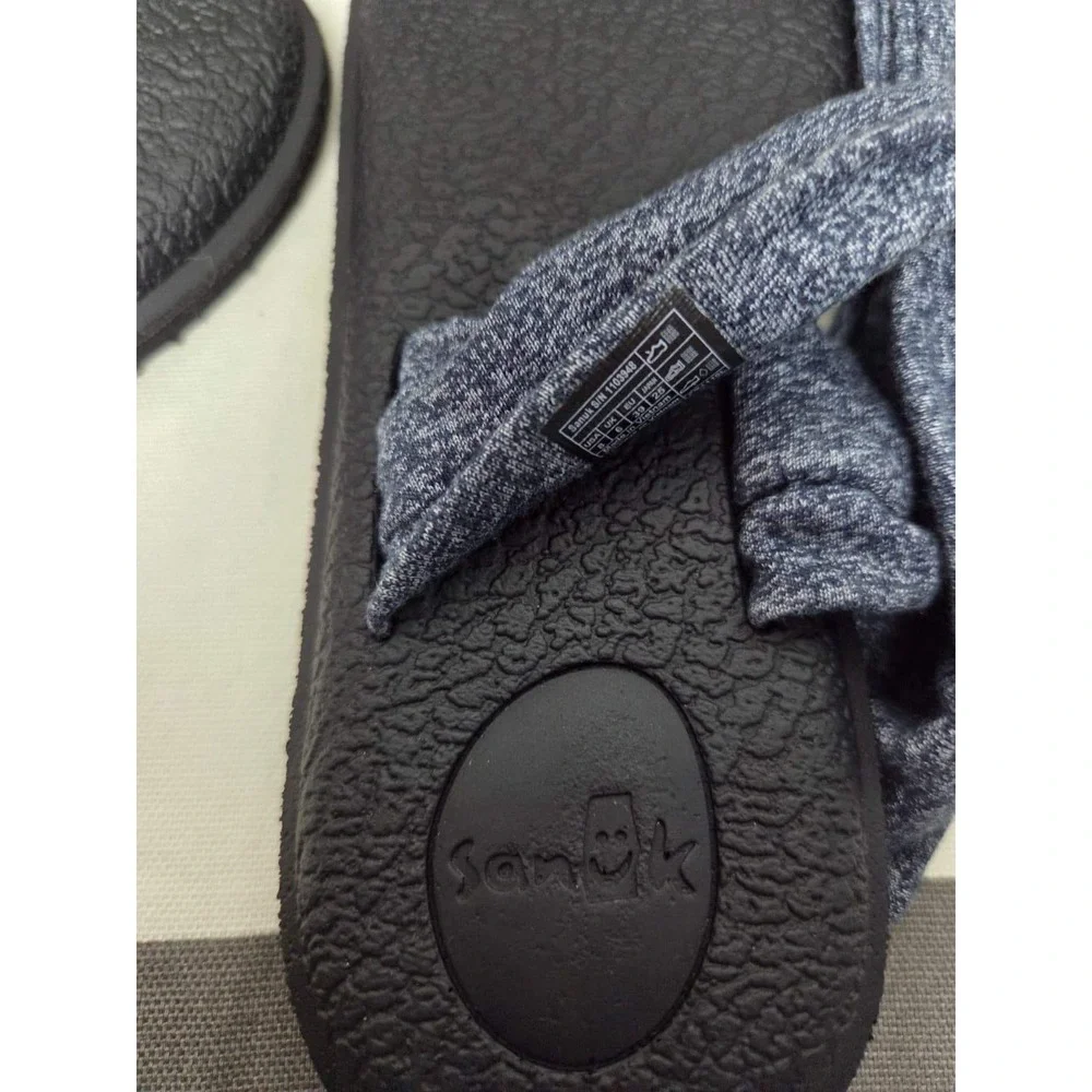 Sanuk Yoga Sling 2‎ Blue Heathered Knit Yoga Mat Footbed Sandals 1103948 Mens 8